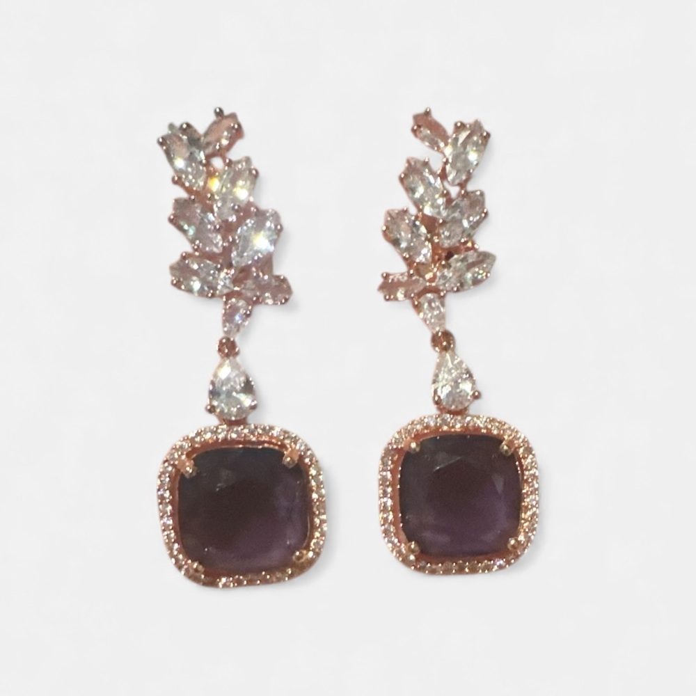 Elegant Purple and Gold Drop Earrings